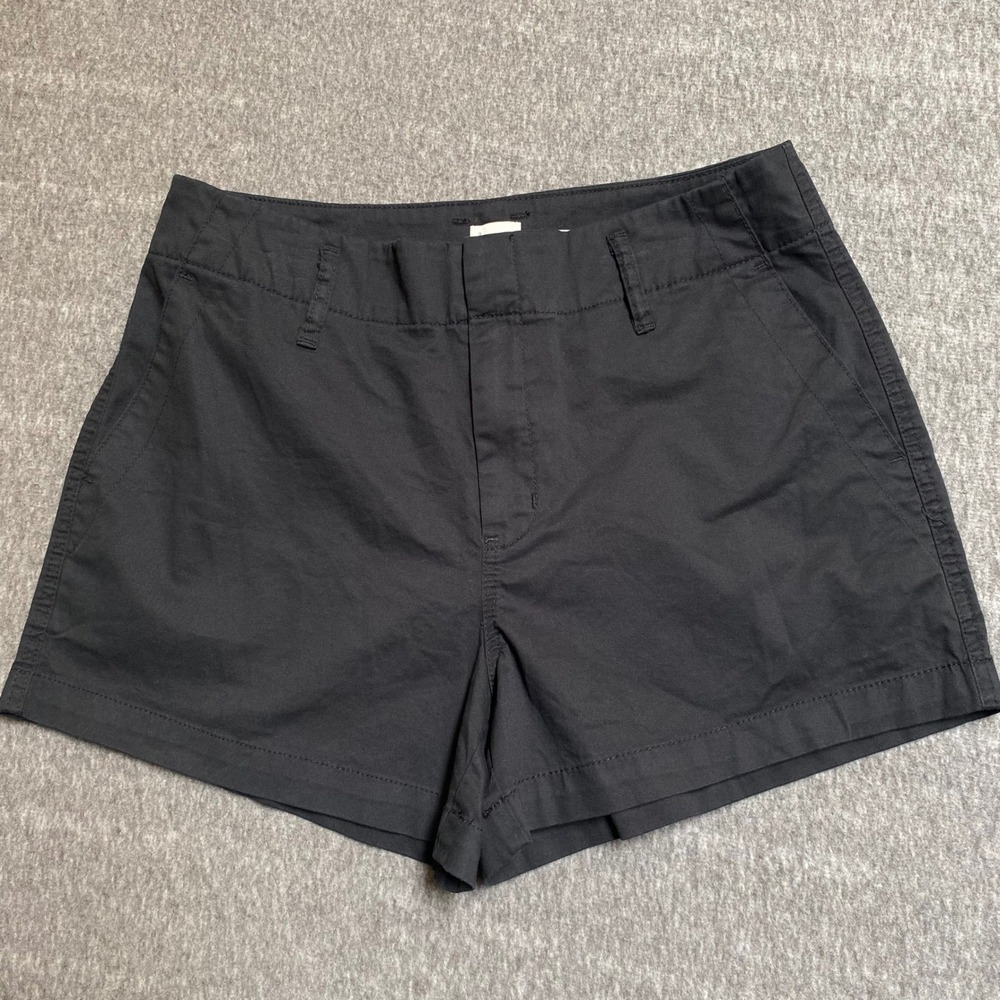 A New Day Black Stretch Chino Shorts Womens Size 8 Mid Rise Cotton Blend Casual